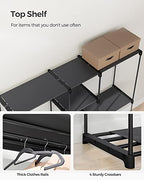SONGMICS Portable Closet, Freestanding Closet Organizer, Clothes Rack with Shelves, Hanging Rods, Storage Organizer, for Cloakroom, Bedroom, 71.7 x 16.9 x 71.7 Inches, Black URYG037B02 - size: 71.7"L x 16.9"W x 71.7"H