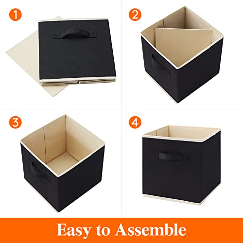 Lifewit Storage Cubes, Foldable Decorative Fabric Storage Baskets for Organizing Home Organizers with Handles for Shelves, Closet, 11 Inch Bins, 18L Black, 6 Packs - color: Black, size: 6pcs-11INCH