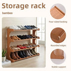 Shoe Rack,4 Tier Shoe Organizer Storage Shelf,Bamboo Narrow Shoe Closet,Small Space Shoe Rack,for Entryway Closet 30.7×7.48×19.3inch - size: 4 Tier-30.7" Wide