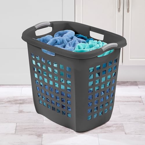 Sterilite 4-Pack 2.1 Bushel Ultra Easy Carry Hamper, Laundry Basket Organizer, Flat Gray - Large Plastic Clothes Bin for Home, Dorm, Bathroom, and Bedroom Organization - color: Flat Gray