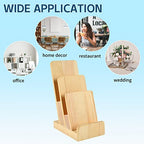 2 Pieces 3-Tier Pine Wood Literature Holder pamphlet display stand Trifold Brochure Organizer Flyer Holder Postcard Display and Countertop Wooden Display Stand Book Display for Magazine Pamphlet