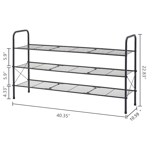 Hoctieon 3 Tier Mesh Style Shoe Rack, Entryway Shoe Shelf, Shoe Storage Organizer, Shoe Rack for Closet, Space Save for Bathroom, Garage, Hallway, Bedroom, Living Room, Black - color: Black, size: 3 Tier
