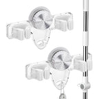 LELE LIFE 2 Pack Broom Holder Mop Hanger - Strong Suction Cup - No Drill Removable Broom Organizer Rack Wall Mount with Hooks for Bathroom Kitchen Garage, Clear - color: Clear