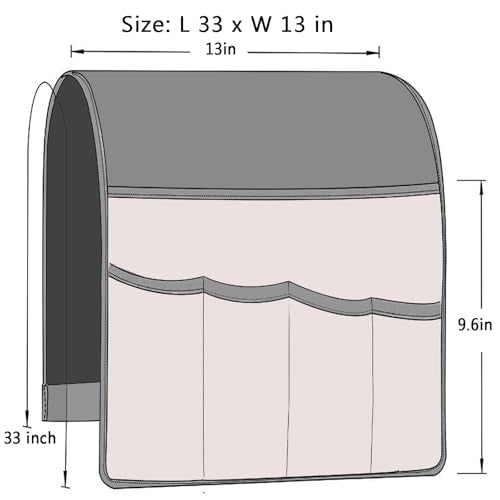 Armrest Organizer Non Slip Remote Control Holder Arm Chair Couch Caddy For Recliner Sofa Bedside With 5 Pocket Storage for Tablet Phone iPad (Winred, W13" x L33") - color: Winred, size: W13" x L33"