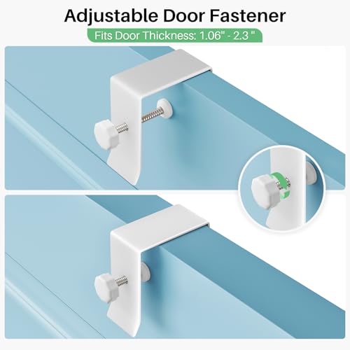 SNTD 8 Tiers Over the Door Organizer - Height Adjustable Pantry Organizers and Storage with Dense Mesh Baskets, Anti-Swing Hanging Door Spice Rack for Kitchen Bathroom (White, 17" W x 6" D x 69" H) - color: White, size: 17"W x 6"D x 69"H