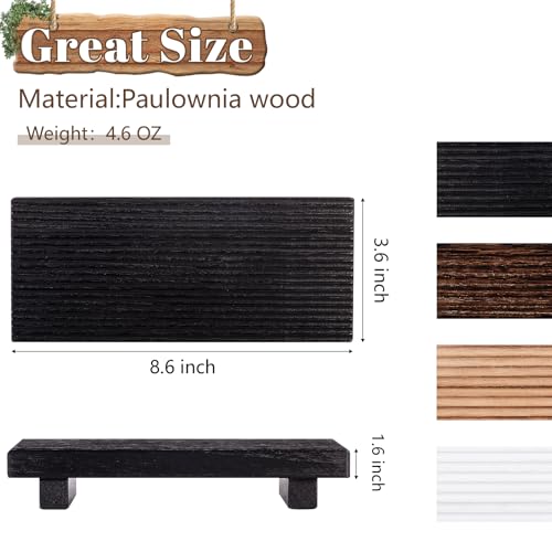 Bathroom Tray Farmhouse Decor Pedestal Stand Wood Riser Display Kitchen Accessories Soap Holder for Sink, Counter, Vanity, 8.7 * 3.6 Black - color: Black, size: 8.7" x 3.6" x 1.6"