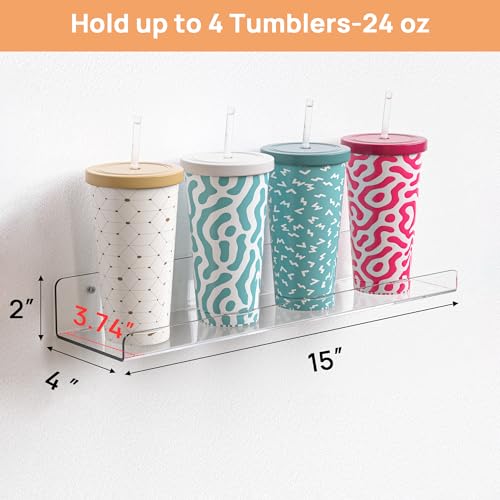 upsimples Acrylic Shelves for Bathroom Storage, 15" Floating Shelves Wall Organizer for Perfume, Make up, Skincare, Kids Bookshelf for Bedroom, Nursery, Living Room Decor, Clear, 4 Pack - color: Clear