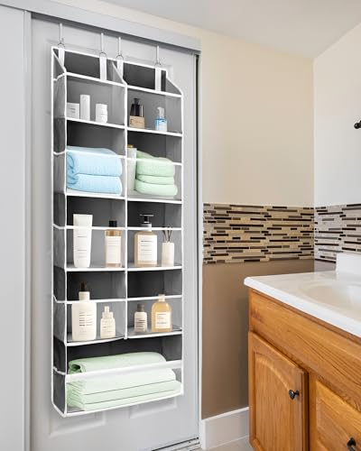 ULG Over the Door Organizer, 5-Tier Extra Large Hanging Storage with 10 Mesh Pockets, 100 lbs Capacity, Heavy Duty Door Organizer for Closet, Bedroom,Grey - color: Dark Grey, size: 1 Pack-Extra Large