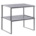 NEX Kitchen Shelf Organizer for Counter Cupboard Pantry, Set of 2 Cabinet Shelf Organizer Spice Rack, Stackable, Metal, Silver - color: Silver