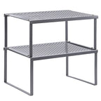 NEX Kitchen Shelf Organizer for Counter Cupboard Pantry, Set of 2 Cabinet Shelf Organizer Spice Rack, Stackable, Metal, Silver - color: Silver