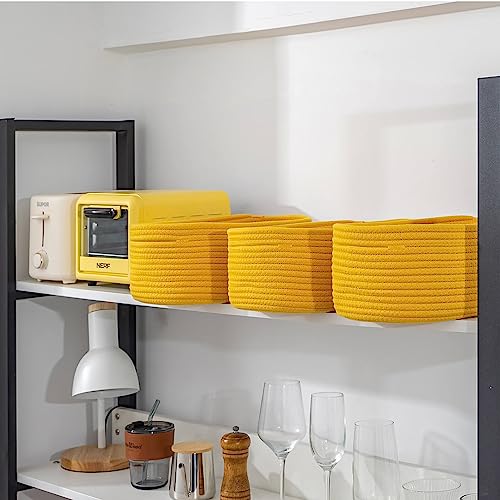 CubesLand Cube Shelf Closet Storage Baskets Bins Set 2,Woven Basket for Organizing/Storage,Long-lasting &Skin-friendly Toy Storage Basket Bin,Stylish Room Decor Basket,Yellow Cotton Rope Basket - color: Yellow, size: 2pcs-Small Basket