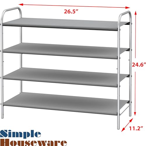 Simple Houseware 4-Tier Shoe Rack Storage Organizer 20-Pair, Grey - color: Grey, size: 4-Tier