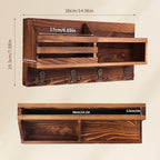 Key and Mail Holder for Wall, Mail Organizer Wall Mount with Shelf, Farmhouse Entryway Decor for Organizing A4 Bags,Wallet, Dog Leash, Sunglass (Brown)