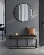 VASAGLE EKHO Collection - Storage Bench for Entryway, Ottoman Bench with Steel Frame, 43.3-Inch Wide, Synthetic Leather, Living Room, Mid-Century Modern, Loads 660 lb, Ink Black ULOM085B01 - color: Ink Black, style: Steel Frame Bench