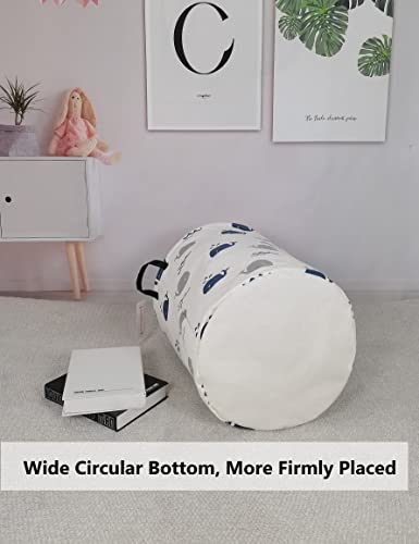 QUEENLALA Large Storage Basket,Laundry Hamper/Bathroom/Home Decor/Collapsible Round Storage Bin,Boys and Girls Hamper/Boxes/Clothing(Round-Blue Cute Whale) - color: Round-Blue Cute Whale