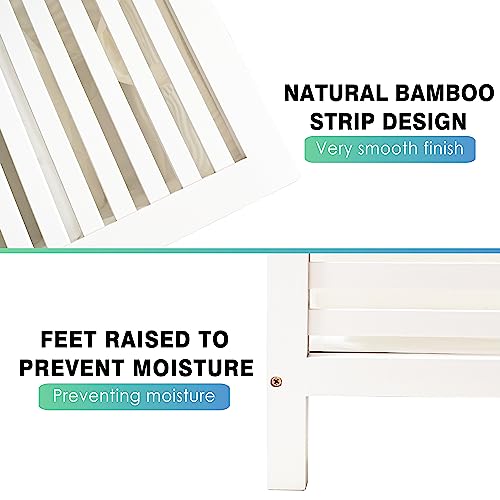 SMIBUY Double Laundry Hamper with Lid, 120L Bamboo Laundry Basket with Removable Liner Bag, 2-Section Clothes Divider Laundry Sorter for Laundry Room, Bathroom, Bedroom (White) - color: White