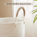 80L Extra Large Laundry Hamper Basket Tall Woven Rope Clothes Hamper Blanket Basket for Living Room Bathroom Bedroom Brown 16"L x 16"W x 22"H - color: Brown1, size: Extra Large (80L)