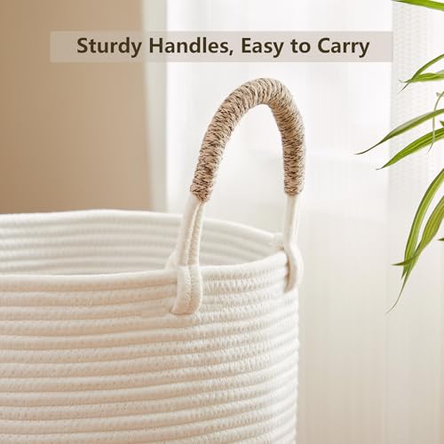 80L Extra Large Laundry Hamper Basket Tall Woven Rope Clothes Hamper Blanket Basket for Living Room Bathroom Bedroom Brown 16"L x 16"W x 22"H - color: Brown1, size: Extra Large (80L)