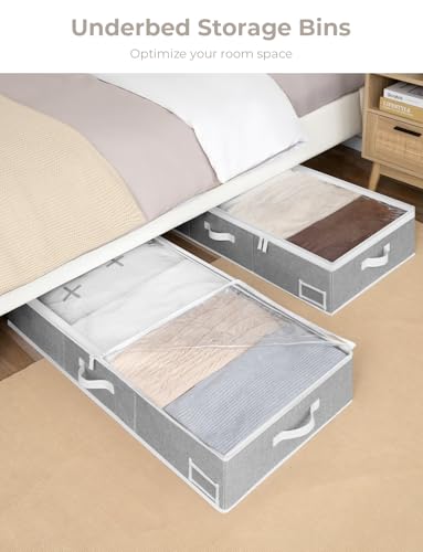 StorageWorks Extra Large Under Bed Storage Containers with Handles and Label Holder, 2 Pack Ultra-thick Fabric Underbed Bins, Closet Organizer for Clothes, Blankets, Sweater - color: Gray, size: Extra Large-without Wheels
