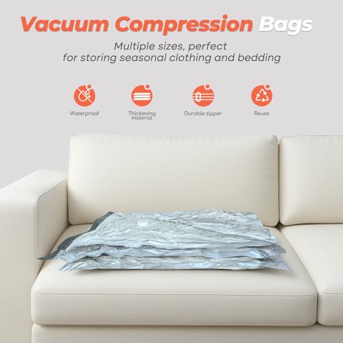 Vacbird 18 Pack Vacuum Storage Bags Set with Rechargeable Wireless Pump Large/Medium/Small Vacuum Seal Bags for Clothing Travel and Home, Compression Packing for Comforters, Blankets and Bedding - size: 18 Pack Combo