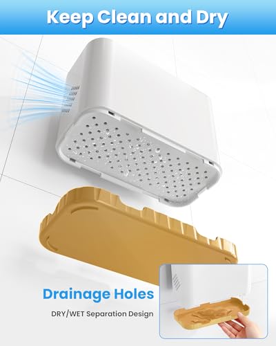 Toothbrush and Toothpaste Holders for Bathrooms Countertop - Detachable 5 Slots Kids Electric Toothbrush Holders Set Wall Mounted with Removable Dividers for Bathroom Decor and Accessories Organizer - color: Whitegold