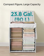 SONGMICS Laundry Hamper with Lid, 23.8 Gallon (90 L) Synthetic Rattan Clothes Laundry Basket with Lid and Handles, Foldable, Removable Liner, Cloud White ULCB51WT - color: Cloud White, size: 90 L
