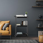SimpleHouseware Standard 3-Tier Slim Rolling Storage Cart, Black - color: Black