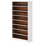 Tribesigns Tall Shoe Cabinet, 9 Tiers 40-45 Pairs Heavy Duty Wood Freestanding Shoe Storage Cabinet, 70.8'' Tall Shoe Cabinet with Open Storage for Entryway (1, White/Brown) - color: White/Brown
