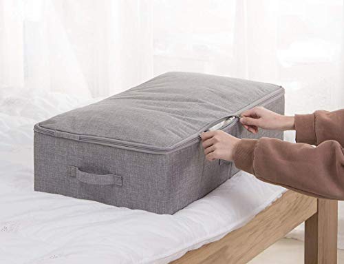 iwill CREATE PRO Folding Breathable Underbed Storage Bins with Lids, Wardrobe Closet Clothing Blanket, Shoes, Toys Organizer Containers, Dark Gray, Pack of 2 - color: Dark Gray,2pcs, size: 27.5*15.7*7"