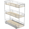 ROOMTEC 3-Tier Pull Out Cabinet Organizer Spice Rack for Narrow Cabinet 9" W x 20½" D, Slide Out Wood Shelves Storage for Kitchen - size: 9" W x 20½" D, 3 Tier, Wood Shelves