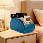BONNY DODO Remote Control Holders Organizer Box with 5 Compartment PU Leather Multi-functional Office Desk Storage Caddy Store (Pacock blue) - color: Pacock blue