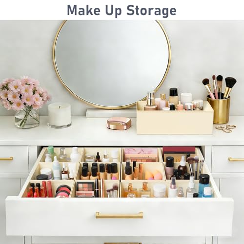 DIMJ Drawer Organizer Clothes, 26 Pack Dresser Organizer, Foldable Closet Organizers and Storage, Fabric Dresser Bins, Drawer Dividers for Nursery, Baby Clothes, Underwears, Sock (Beige) - color: Beige, size: 26 Pack