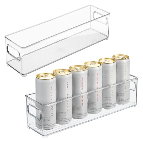 iDesign Stackable Fridge Bin with Handles - Ideal for Freezer or Pantry, Set of 2, Clear, Made in USA - style: Pack of 2
