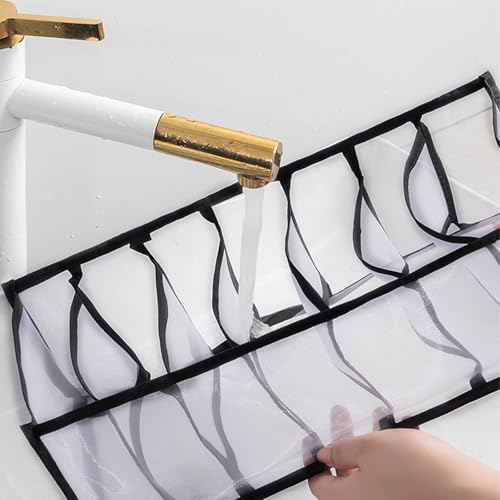 7-Compartment Underwear Storage Box with Breathable Nylon Mesh, Foldable Drawer Organizer for Socks, Lingerie, and Small Clothing Items - color: Black, size: 7 Cell