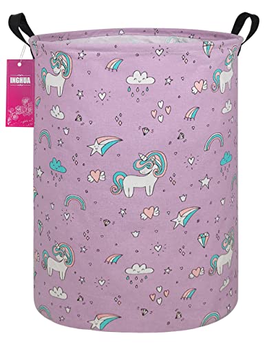 Laundry Hamper Large Canvas Fabric Lightweight Storage Basket/Toy Organizer/Dirty Clothes Collapsible Waterproof for College Dorms, Boys and Girls Bedroom,Bathroom(Unicorn) - color: Unicorn