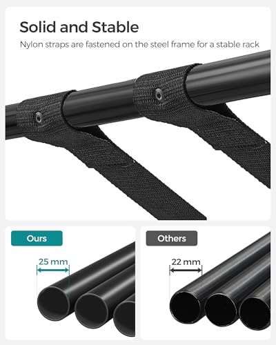 SONGMICS Luggage Racks, Set of 2, Suitcase Stand with Fabric Storage Shelf, for Guest Room, Bedroom, Hotel, Foldable Steel Frame, Holds up to 110 lb, 27.2 x 15 x 20.5 Inches, Black URLR002B02 - color: Black, style: with Shelf