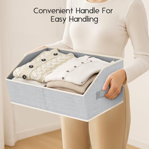 Homsorout Large Closet Organizers and Storage Bins - 6 Pack Trapezoid Storage Baskets for Shelves, Foldable Fabric Baskets with Handles Ideal for Closet, Basket, Wardrobe and Shelf Storage, Light Grey - color: Light Grey, size: 6 Pack