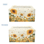 Pu Leather Tissue Box Cover Modern Snowflake Rectangular Tissue Box Tissue Box Cover Holder Rectangular Tissue Box for Bathroom Living Room Sunflower Print - color: Sunflower Print