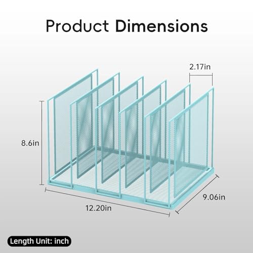 File Organizer for Desk, 5-Section Vertical File Sorter, Paper Holder Organizer Standing Metal File Folder for Office Home Classroom, Blue - color: Blue, size: 1 Pack 5-Section