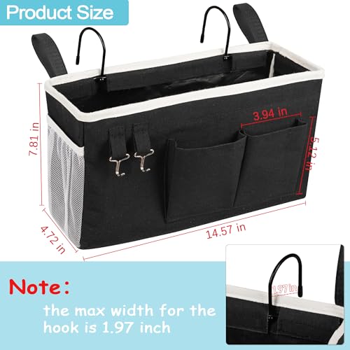 Loghot Bedside Caddy/Bedside Storage Bag Hanging Organizer for Bunk and Hospital Beds,Dorm Rooms Bed Rails,Can be Placed Glasses,Books,Mobile Phones,Keys (2pc Black) - color: 2pc Black