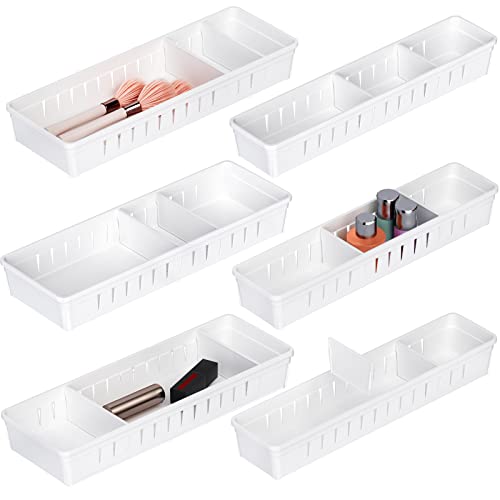6 PCS Desk Drawer Organizer, Bathroom Drawer Organizer Trays with Dividers Adjustable, Makeup Organizer Bins for Vanity Clothes Junk Kitchen Utensil - style: Organize
