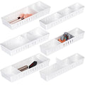 6 PCS Desk Drawer Organizer, Bathroom Drawer Organizer Trays with Dividers Adjustable, Makeup Organizer Bins for Vanity Clothes Junk Kitchen Utensil - style: Organize