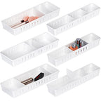 6 PCS Desk Drawer Organizer, Bathroom Drawer Organizer Trays with Dividers Adjustable, Makeup Organizer Bins for Vanity Clothes Junk Kitchen Utensil - style: Organize