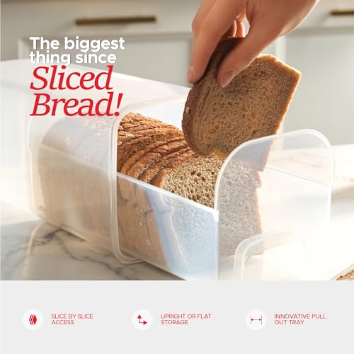 Tafura Bread Storage Container - 2 Pack BPA Free Plastic Bread Box with Ingeniously Tray - Airtight Container/Holder for Homemade Loaves and Baked Goods - color: Black - 2 Pack