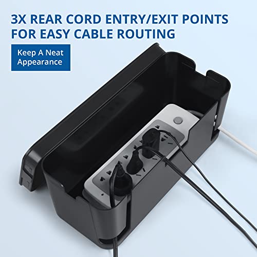 ZhiYo Cable Management Box Black, 2Pack Cord Organizer Box - Extra Large and Medium Size, Cord Hider Box to Conceal Power Strips on Desk or Floor, Made from Electrically Safe ABS Material - color: Black, size: XL + M