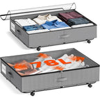XXXL 78L Under Bed Storage with Wheels, Rolling Storage Containers with Clear Lid & Label, Heavy-Duty Metal Frame, Easy Pull-out, Underbed Storage Bins for Clothes, Shoes, Blankets, and Toys(2PACK) - size: 78L-2pack
