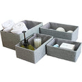 LA JOLIE MUSE Storage Baskets Set 4 - Stackable Woven Basket Paper Rope Bin, Storage Boxes for Makeup Closet Bathroom Bedroom (Gray) - color: Gray