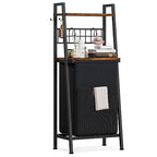 Furnulem Laundry Hamper, Vertical Laundry Basket with 2 Tiers Wooden Shelf and Hooks, Clothes Hamper with Pull-Out and Removable Bag for Bathroom, Bedroom, Dorm, 13.21 Gallons (50L) - size: 1-Bag Laundry Hamper