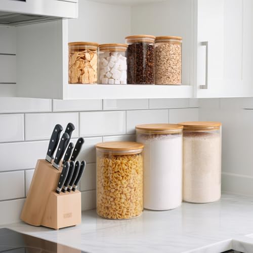ComSaf Half Gallon Cookie Jar, Large Glass Jar with Lid Set of 2, 1.8 Qt Glass Food Storage Containers, Flour Sugar Storage Containers for Candy Cereal Nuts Beans, Canisters Sets for The Kitchen - color: 1.8Qt-Round-2 Pack