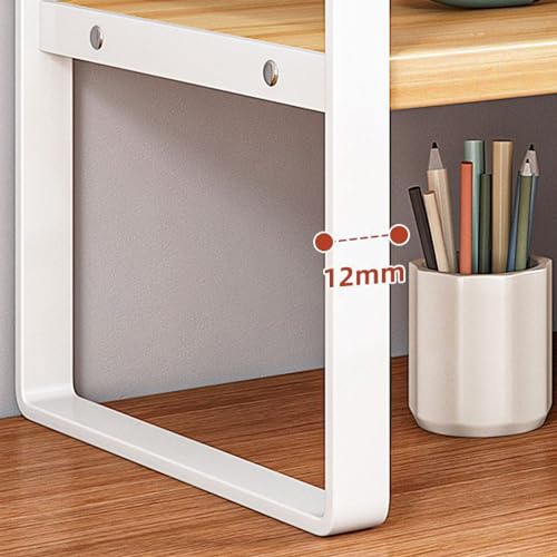 SIDIANBAN Desktop Organizer Shelf Office Storage Rack Computer Desk Bookshelf Adjustable Display Shelf for Office Supplies (White) - color: White Rack & Yellow Board